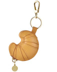 Gold Clasp and Stitching Detail on Croissant Leather AirTag® Charm