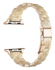 Autumn Light Tortoise Resin Apple Watch® Band Butterfly Closure Close Up