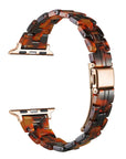 Autumn Tortoise Resin Apple Watch® Band Butterfly Closure Close Up