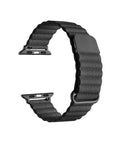 Black Magnetic Vegan Leather Apple Watch® Band Close Up by Posh Tech
