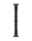 Wide Black Metal Apple Watch® Band Close-Up of Brushed Links