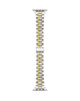 Wide Gold and Silver Two-Tone Metal Apple Watch® Band Close-Up of Brushed Links