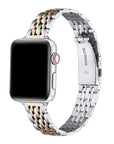 Silver Tri-Tone Skinny Stainless Steel Apple Watch® Band by Posh Tech