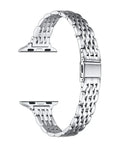 Skinny Silver Metal Apple Watch® Band Close-Up of Polished Links