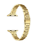 Skinny Gold Metal Apple Watch® Band Close-Up of Polished Links