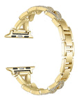 Valentina Gold Rhinestone Metal Apple Watch® Band Close-Up of Polished Links