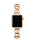 Aphrodite Heart Rose Gold Stainless Steel Band for Apple Watch® on Wrist by Posh Tech