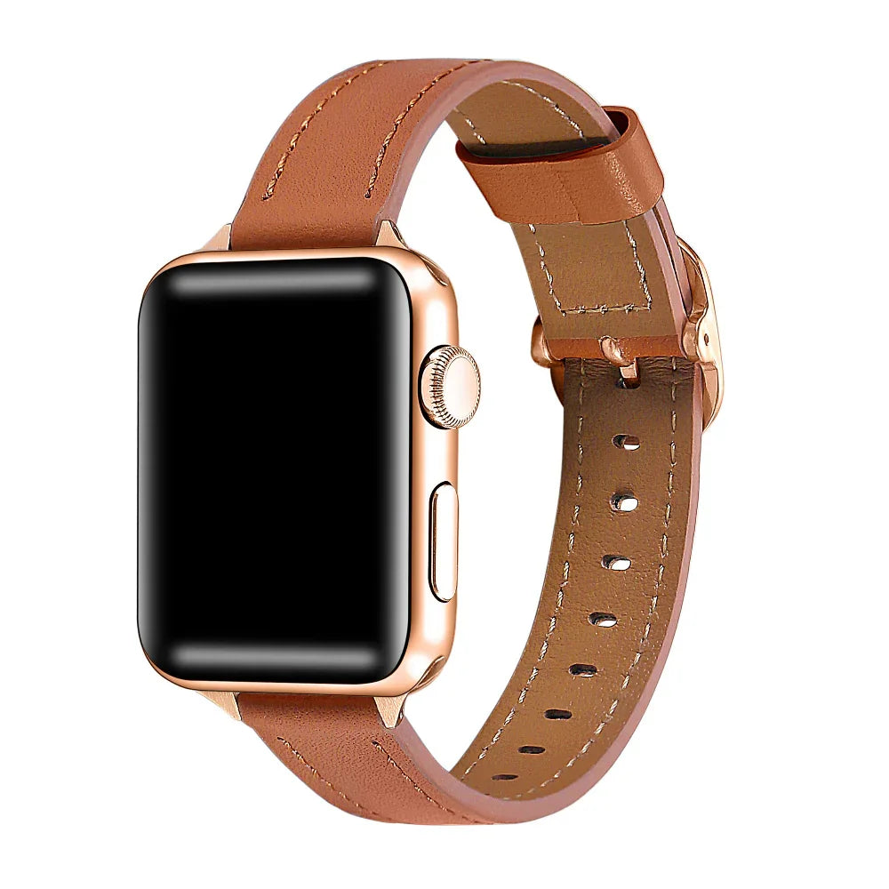 Carmen Brown Skinny Leather Apple Watch® Band by Posh Tech 