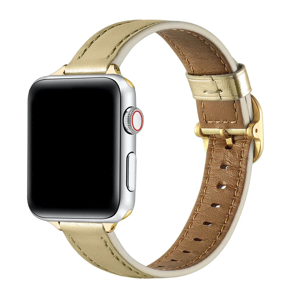 Carmen Gold Skinny Leather Apple Watch® Band by Posh Tech 