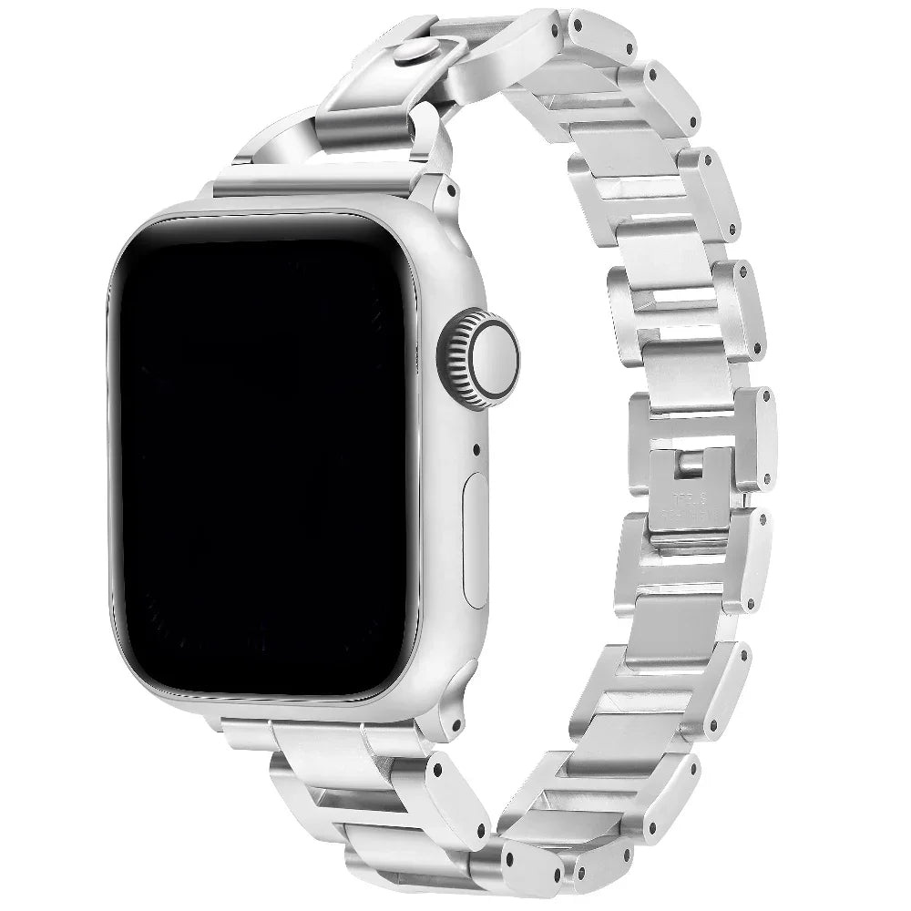 Avery Silver Stainless Steel Link Band for Apple Watch® by Posh Tech