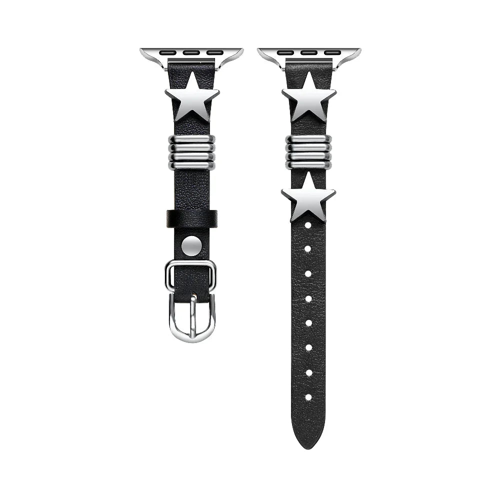 Austin Star Leather Band for Apple Watch® Silver Star Detail and Adapters