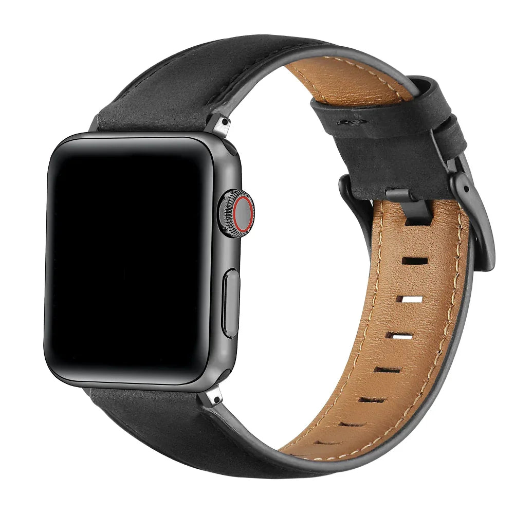 Hunt Distressed Black Leather Band for Apple Watch® by Posh Tech