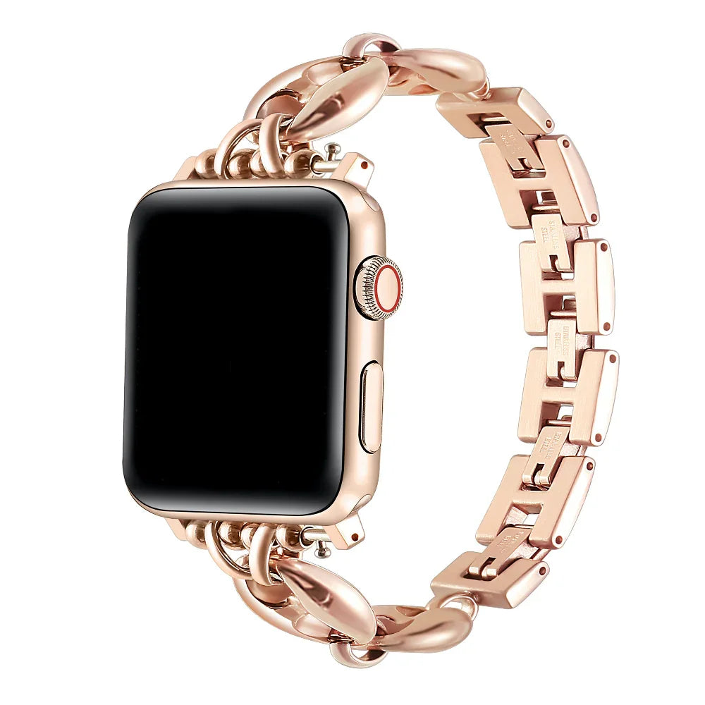 Poppy Rose Gold Link Stainless Steel Apple Watch® Band by Posh Tech 