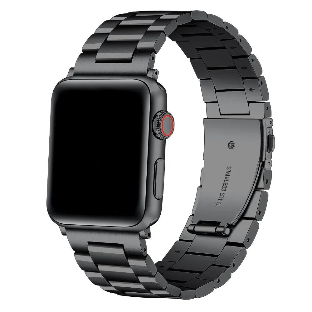 Maxwell Silver Black Stainless Steel Universal Apple Watch® Band by Posh Tech 