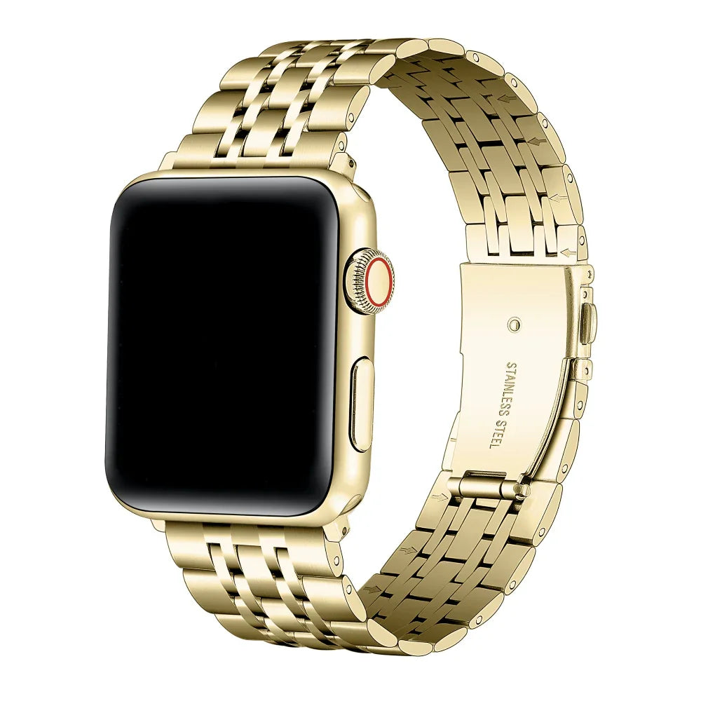 Rainey Gold Stainless Steel Link Apple Watch® Band by Posh Tech