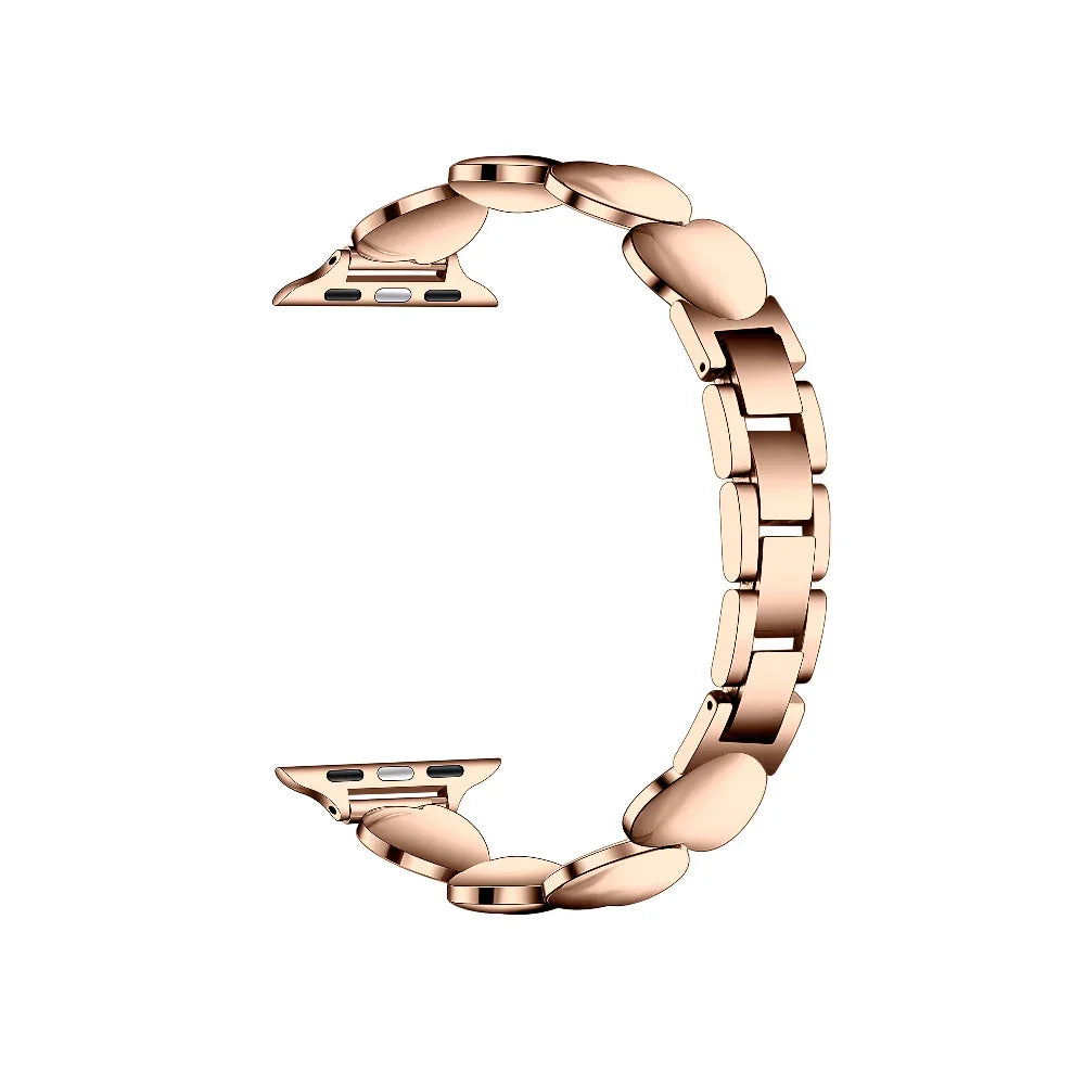 Aphrodite Rose Gold Apple Watch® Band Close-Up of Polished Link
