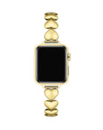 Gold Heart-Link Stainless Steel Apple Watch® Band on Wrist by Posh Tech 
