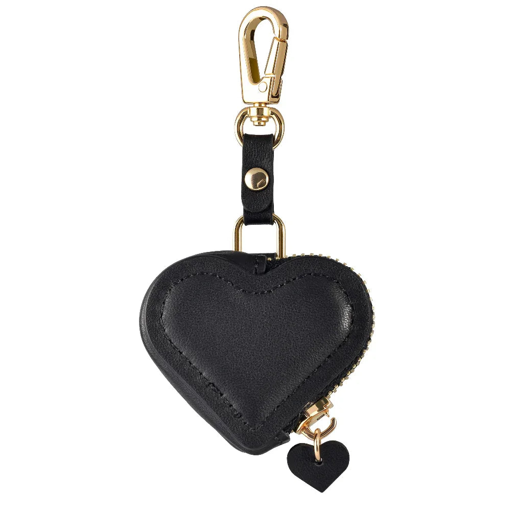 Heart Leather Bag Charm for AirTag® Color and Zipper Detail