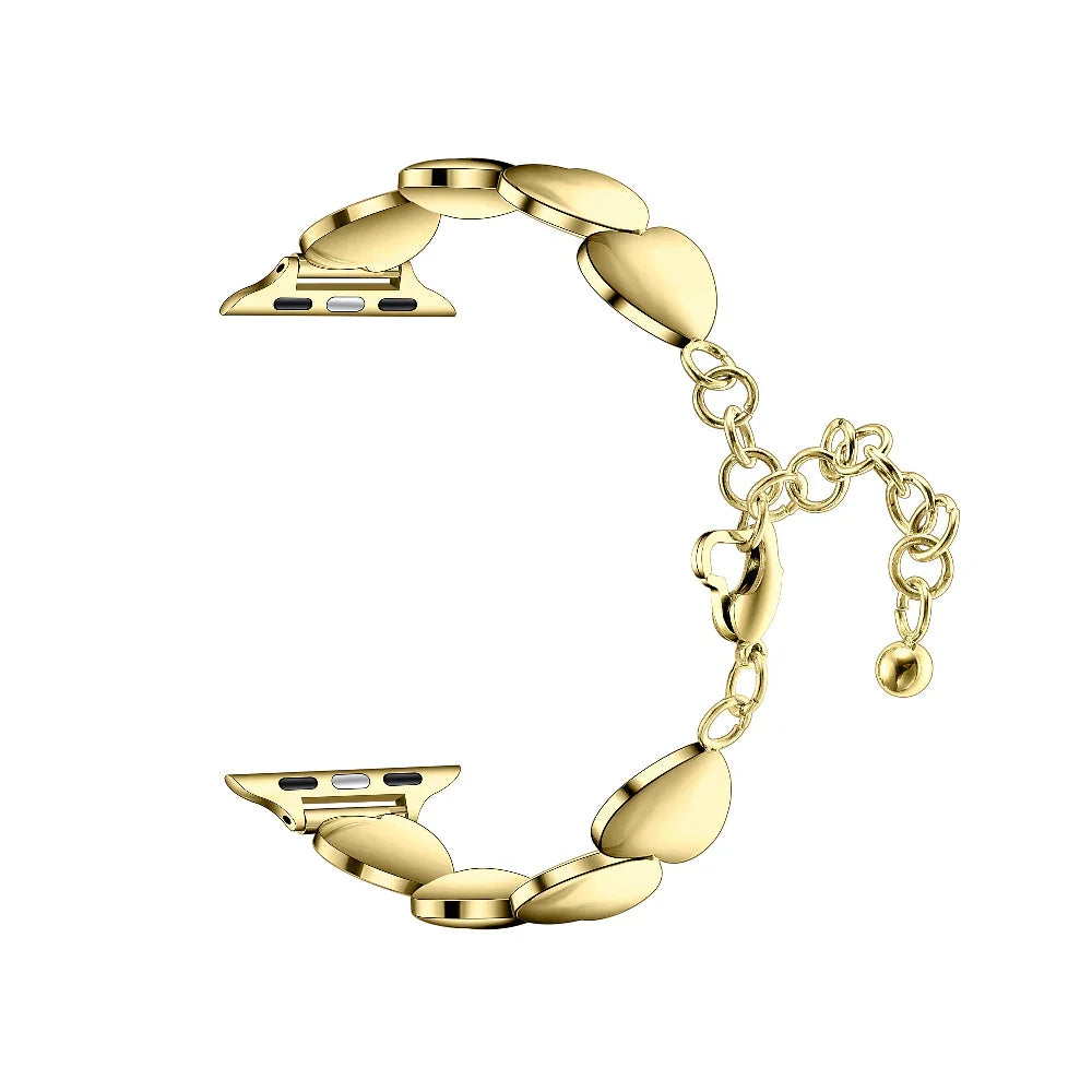 Heart-Shaped Stainless Steel Links Apple Watch® Band Closure Close-Up 