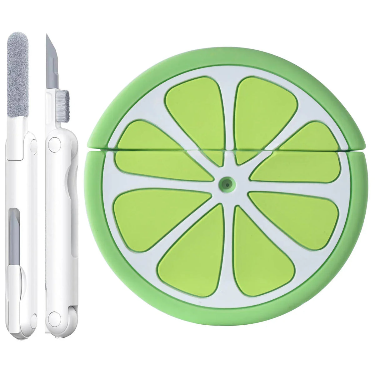 Green lime-shaped case with a white background