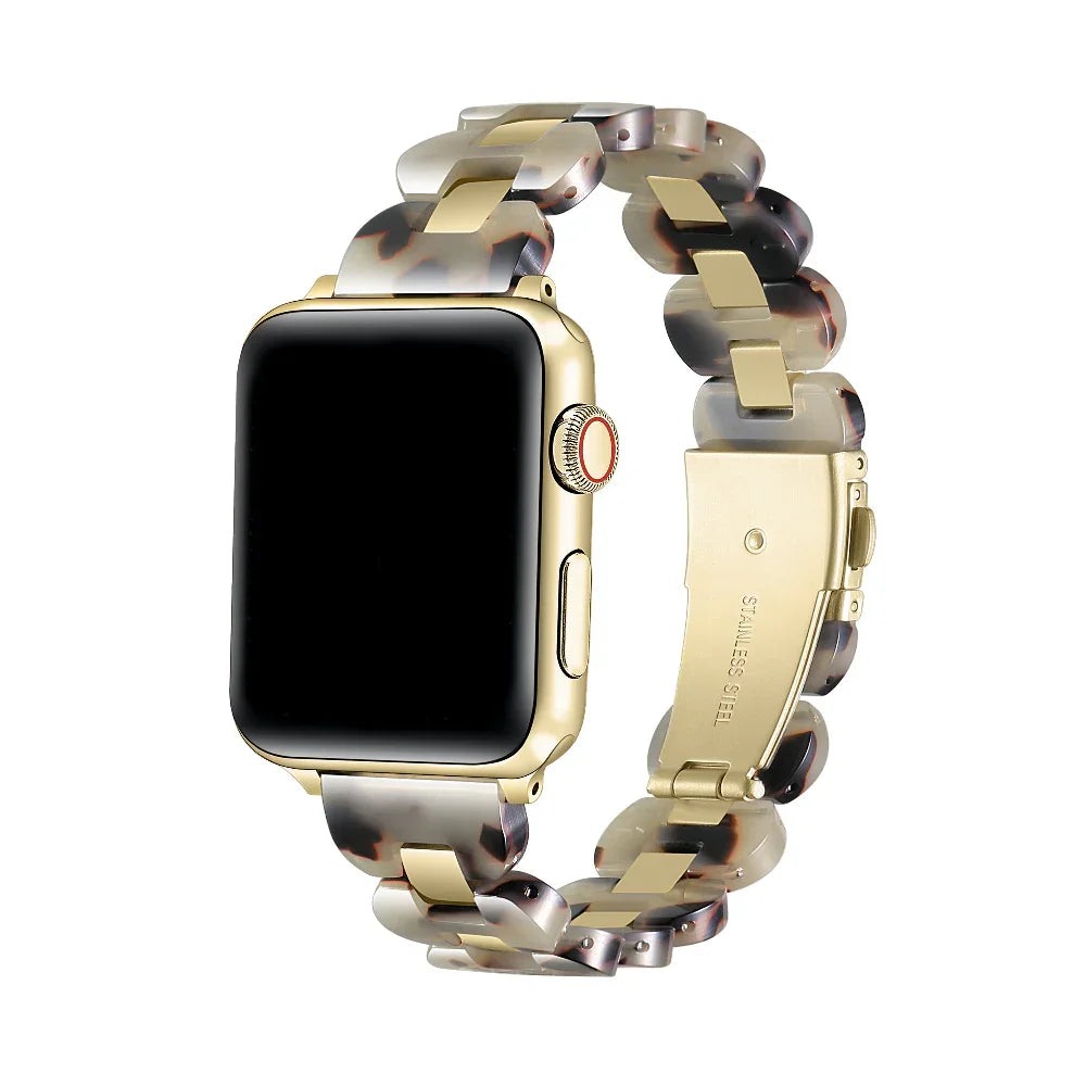 Aria Light Natural Tortoise Resin Stainless Steel Band for Apple Watch® by Posh Tech