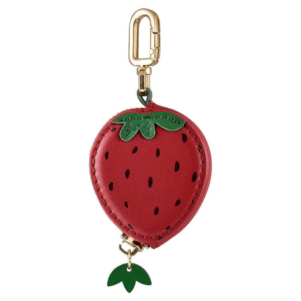 Strawberry AirTag® Bag Charm with Seed Detail and Gold Clasp