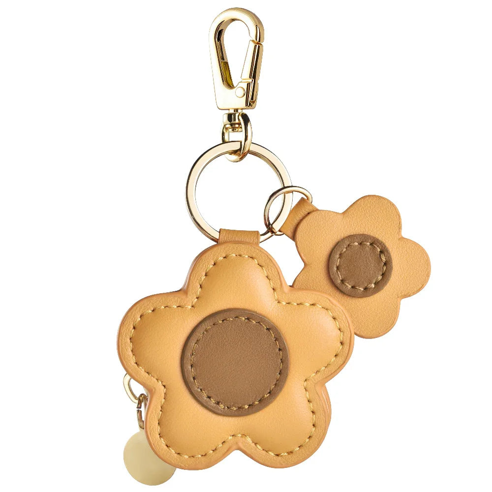 Petal Detail and Texture Close-Up of Flower Leather AirTag® Charm by Posh Tech