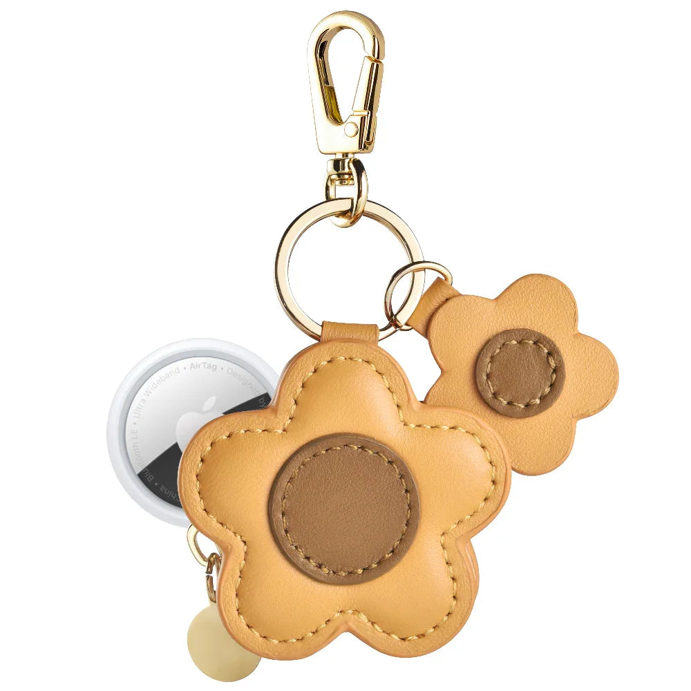 Floral Leather AirTag® Bag Charm with Keyring and AirTag® insert by Posh Tech