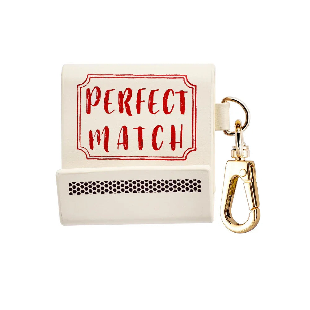 Perfect Match Leather Bag Charm for AirTag® Front View with Gold Clasp