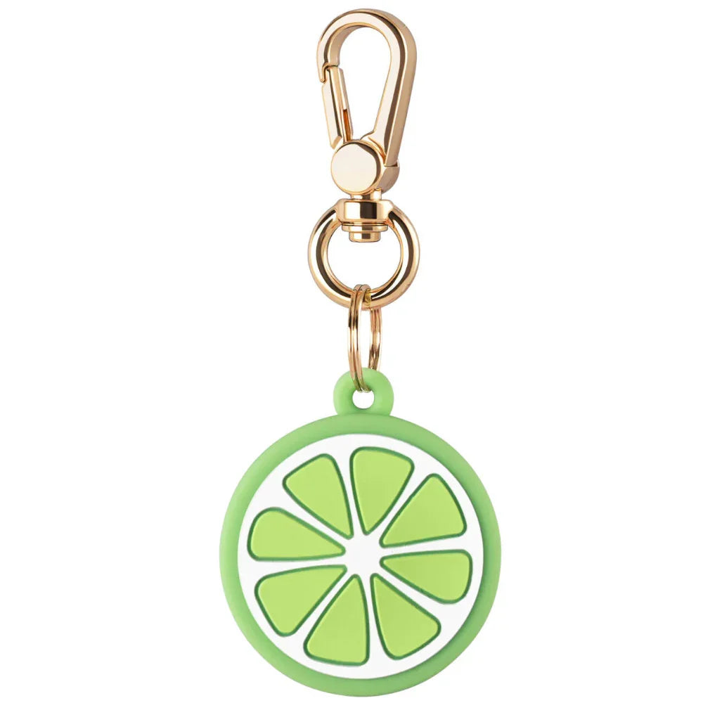 Lime Silicone Bag Charm for AirTag® Fruit Detail with Keyring