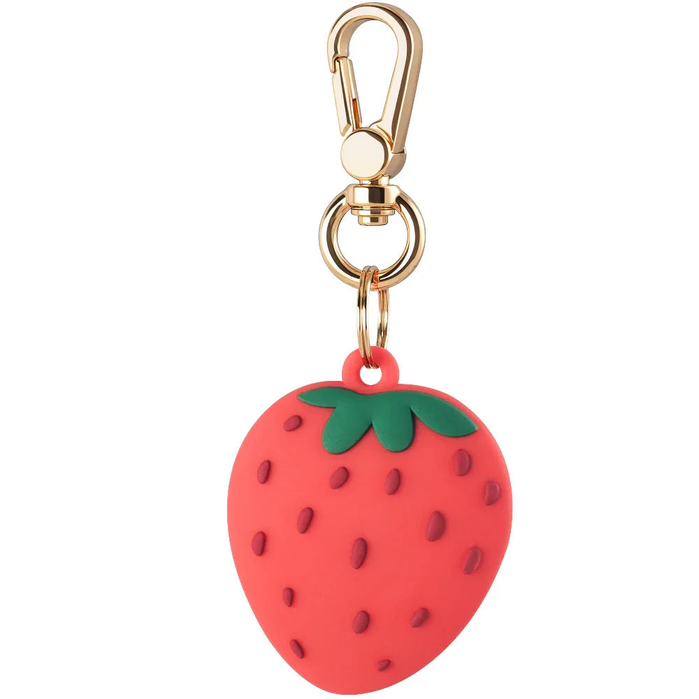 Strawberry Silicone Bag Charm for AirTag® with Seed Detail