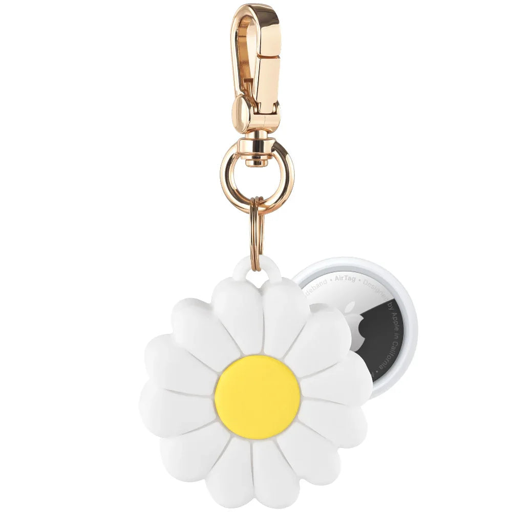 Daisy Silicone AirTag® Bag Charm in White and Yellow by Posh Tech
