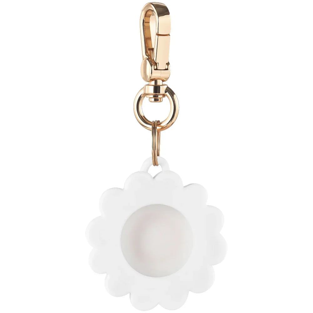 Back Profile of Daisy Silicone AirTag® Charm Showing Tracker Insert by Posh Tech
