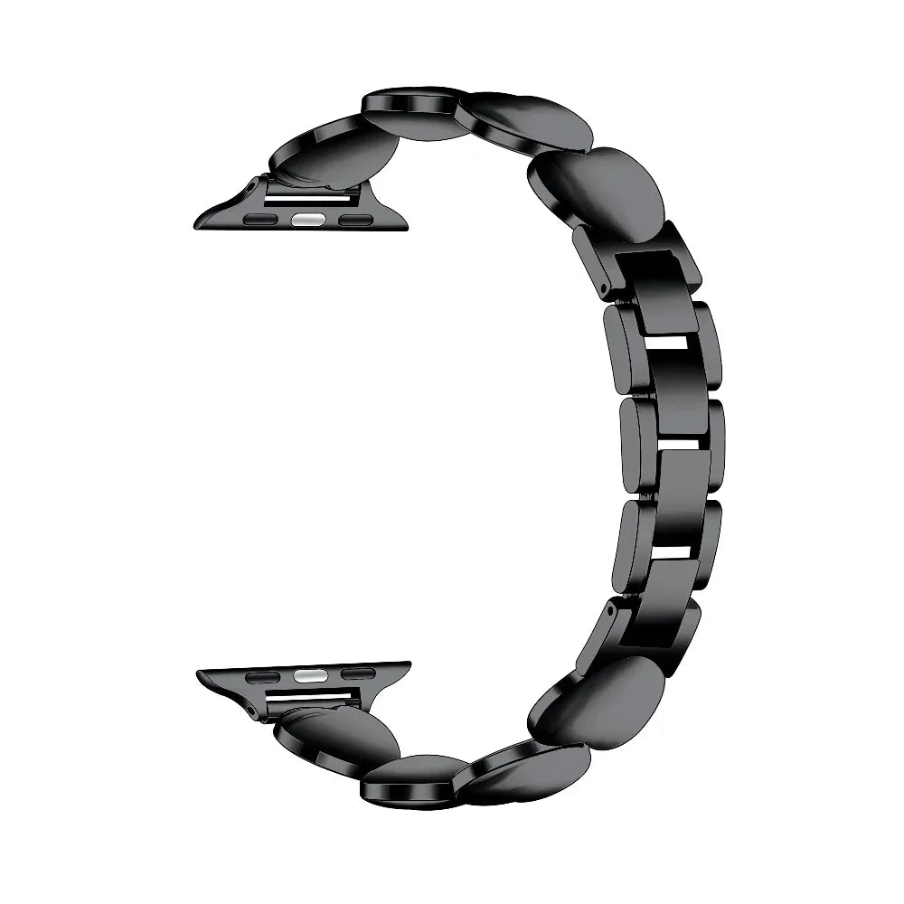 Aphrodite Black Apple Watch® Band Close-Up of Polished Link