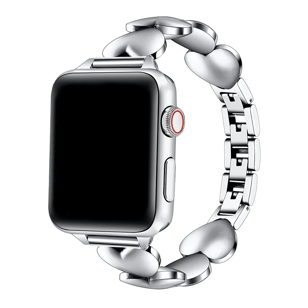 Aphrodite Heart Silver Stainless Steel Band for Apple Watch® by Posh Tech