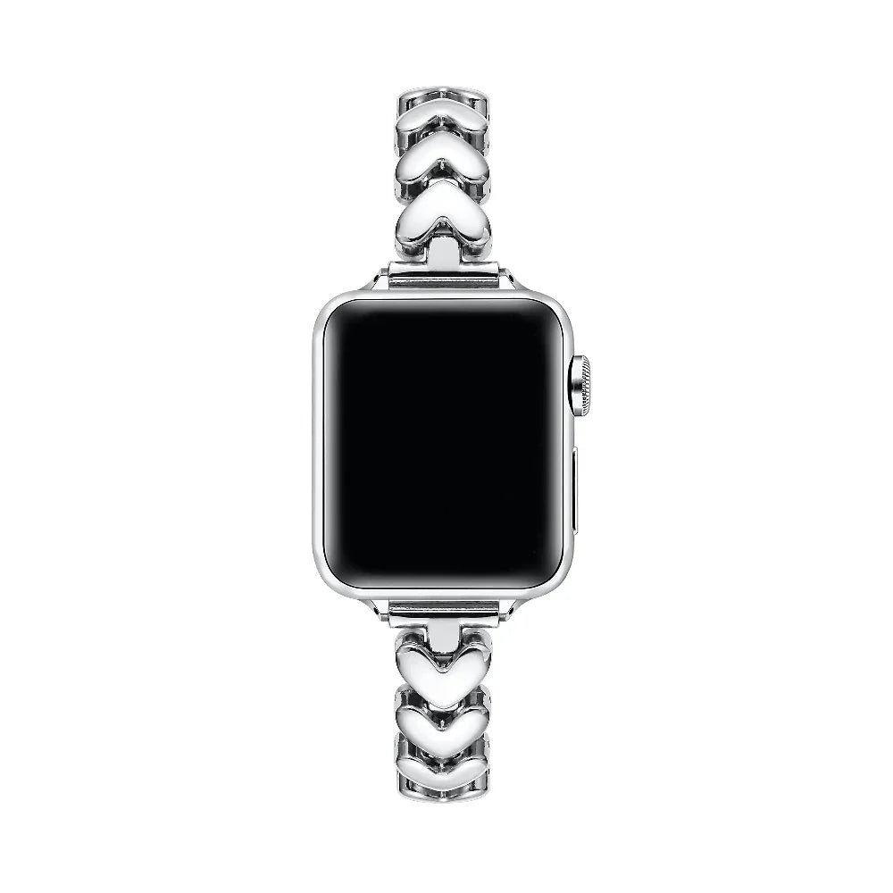 Silver Heart Link Stainless Steel Apple Watch® Band by Posh Tech 