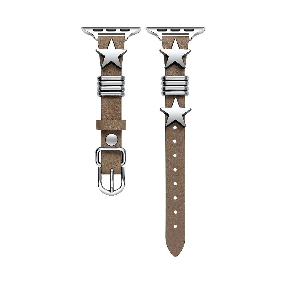 Austin Star Leather Band for Apple Watch® Silver Star Detail and Adapters