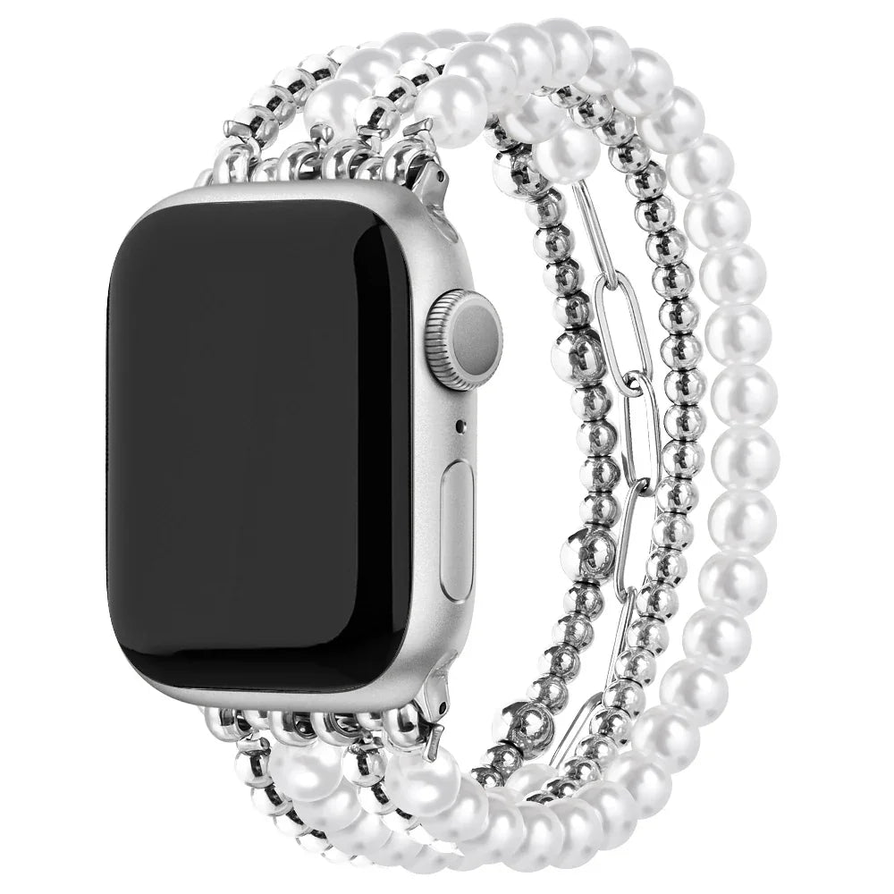 Penny Silver Beaded Apple Watch® Band by Posh Tech 