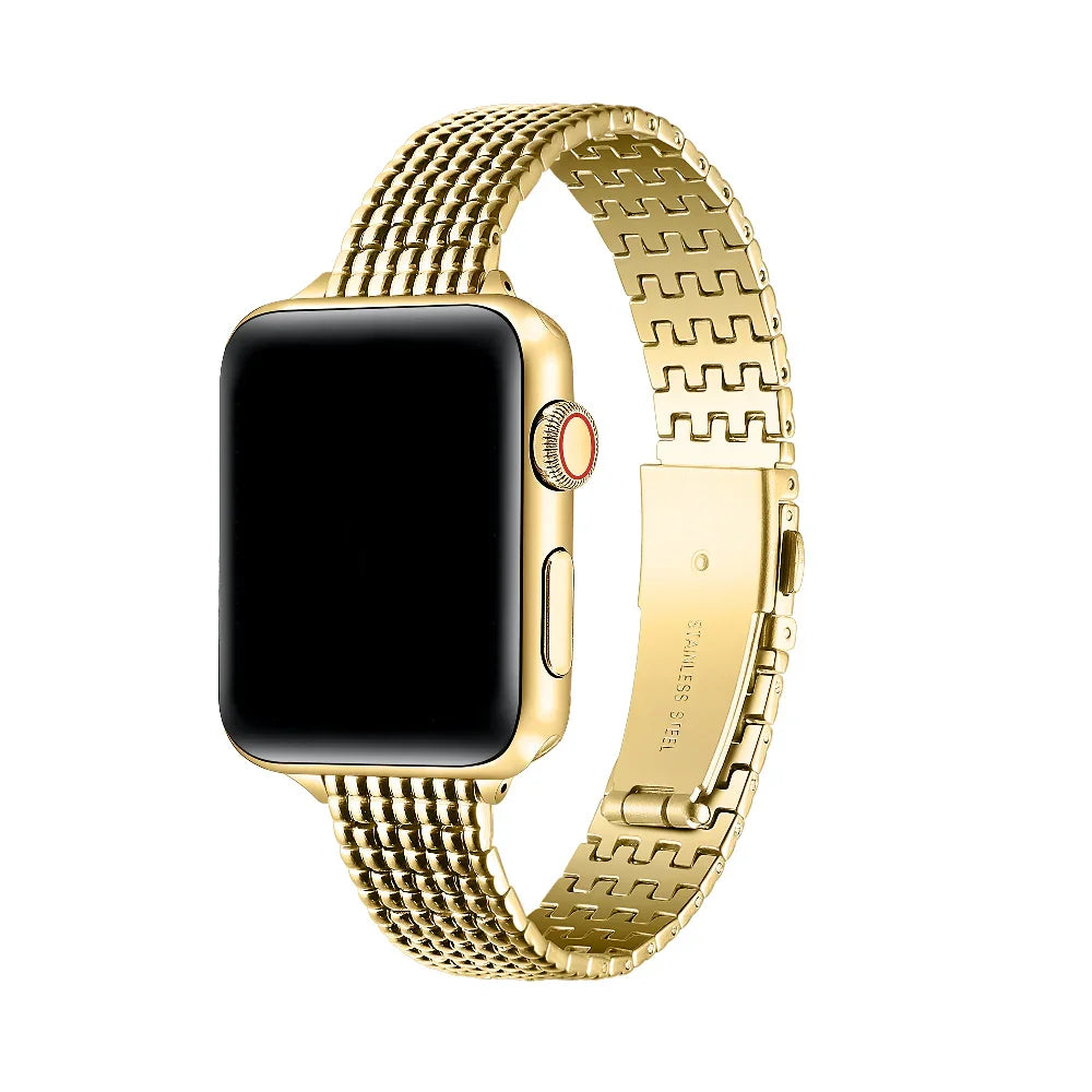 Brooklyn Gold Chain-Link Stainless Steel Apple Watch® Band by Posh Tech