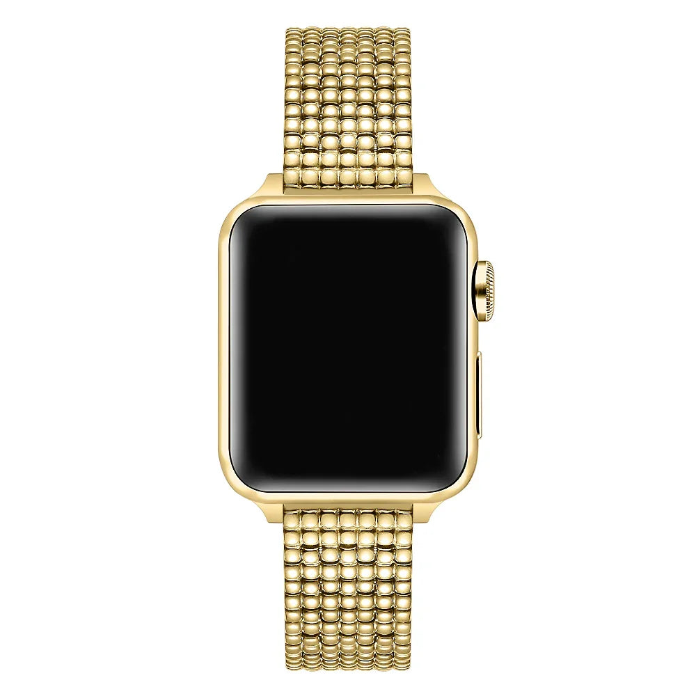 Gold Stainless Steel Chain Apple Watch® Band on Wrist by Posh Tech