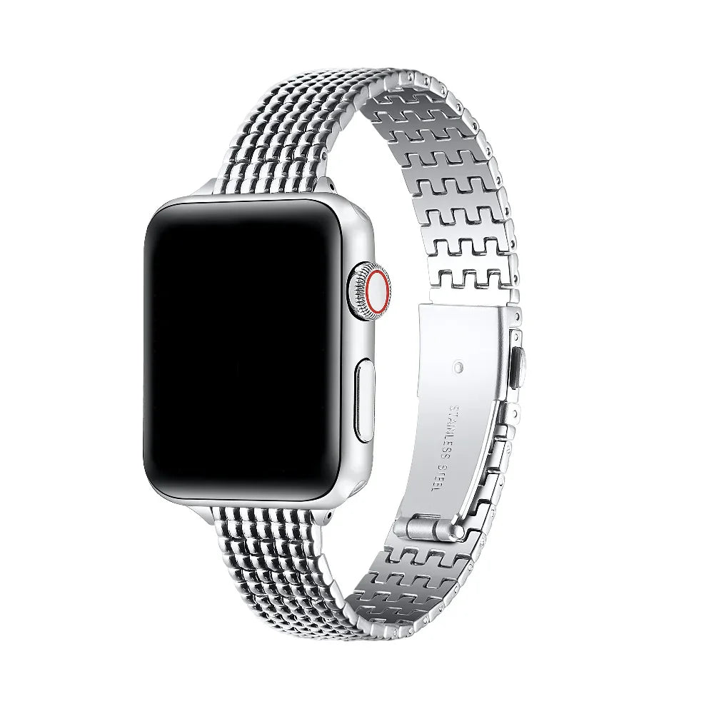 Brooklyn Silver Chain-Link Stainless Steel Apple Watch® Band by Posh Tech