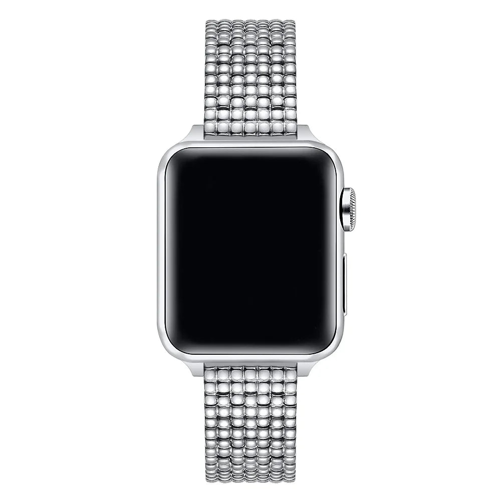 Silver Stainless Steel Chain Apple Watch® Band on Wrist by Posh Tech