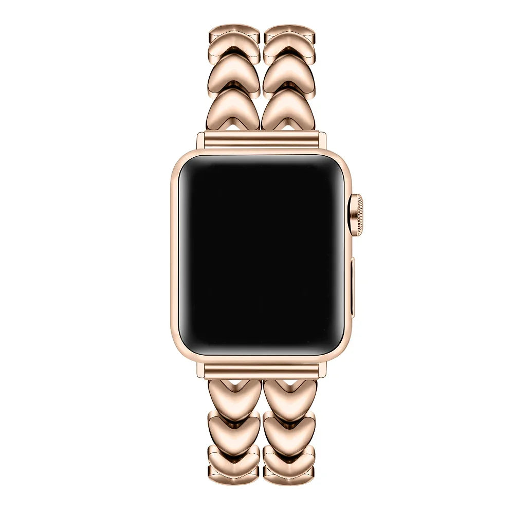 Crush Heart Rose Gold Stainless Steel Band for Apple Watch® on Wrist