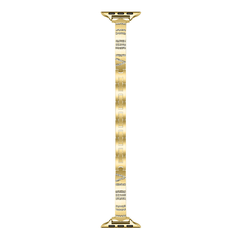 Eclipse Gold Band for Apple Watch® Laid Flat Close Up of Links and Adapters
