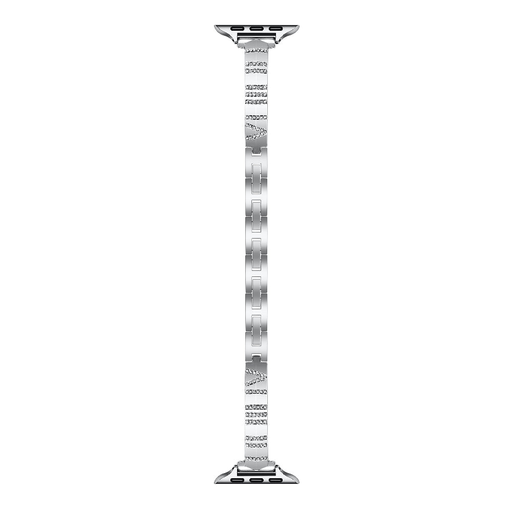 Eclipse Silver Band for Apple Watch® Laid Flat Close Up of Links and Adapters