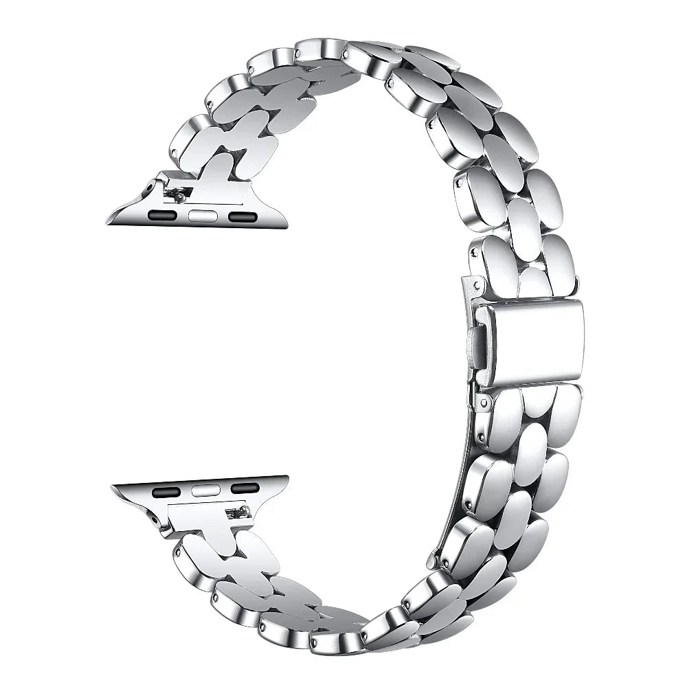 Emery Stainless Steel Apple Watch® Band Close-Up of Links and Closure