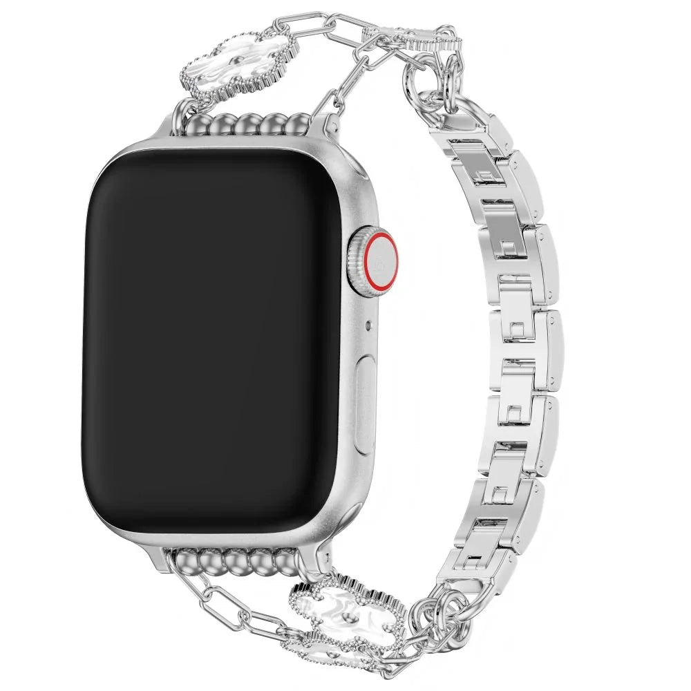 Flora Silver Floral Chain Stainless Steel Apple Watch® Band by Posh Tech