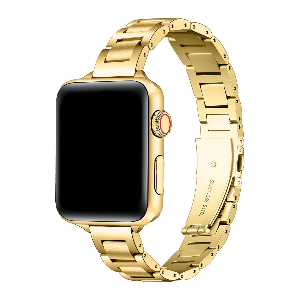 Posh Tech Lenox gold slim stainless steel band on Apple Watch