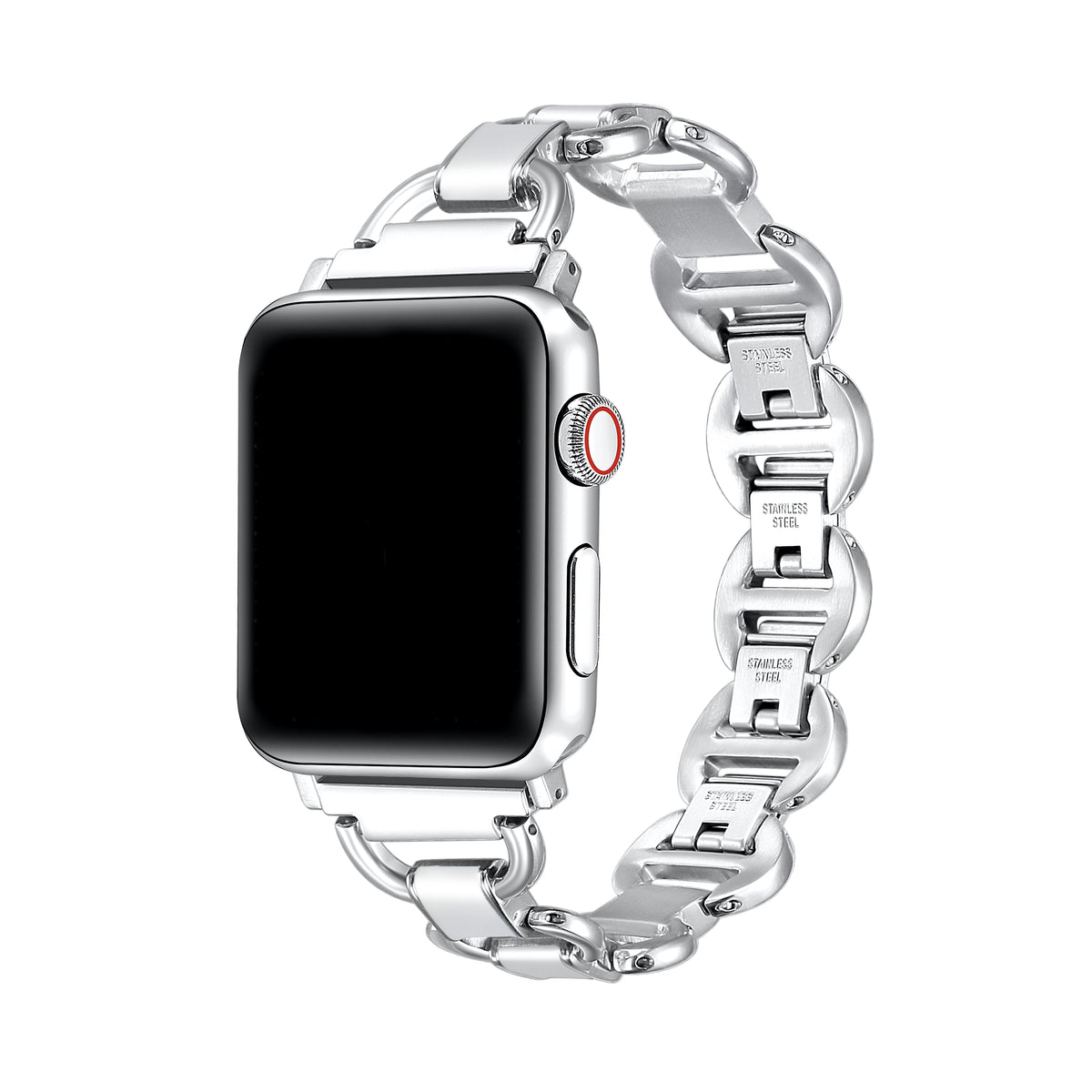 Lottie Apple Watch Band in Silver - beaded chain-link design