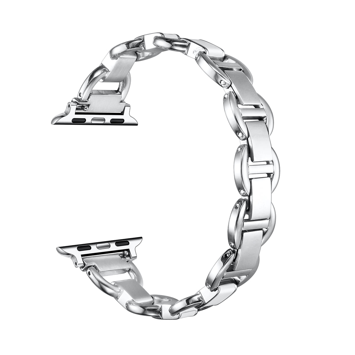 Silver Lottie Apple Watch Band - bracelet-style clasp loop